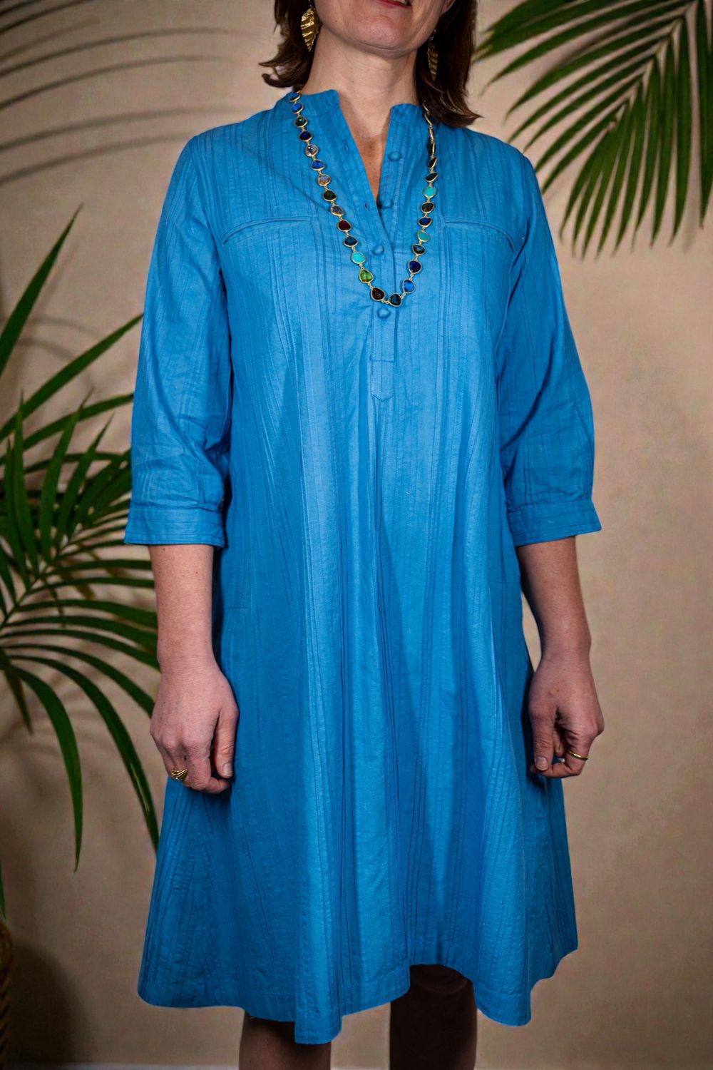 Abito longuette bluette in cotone