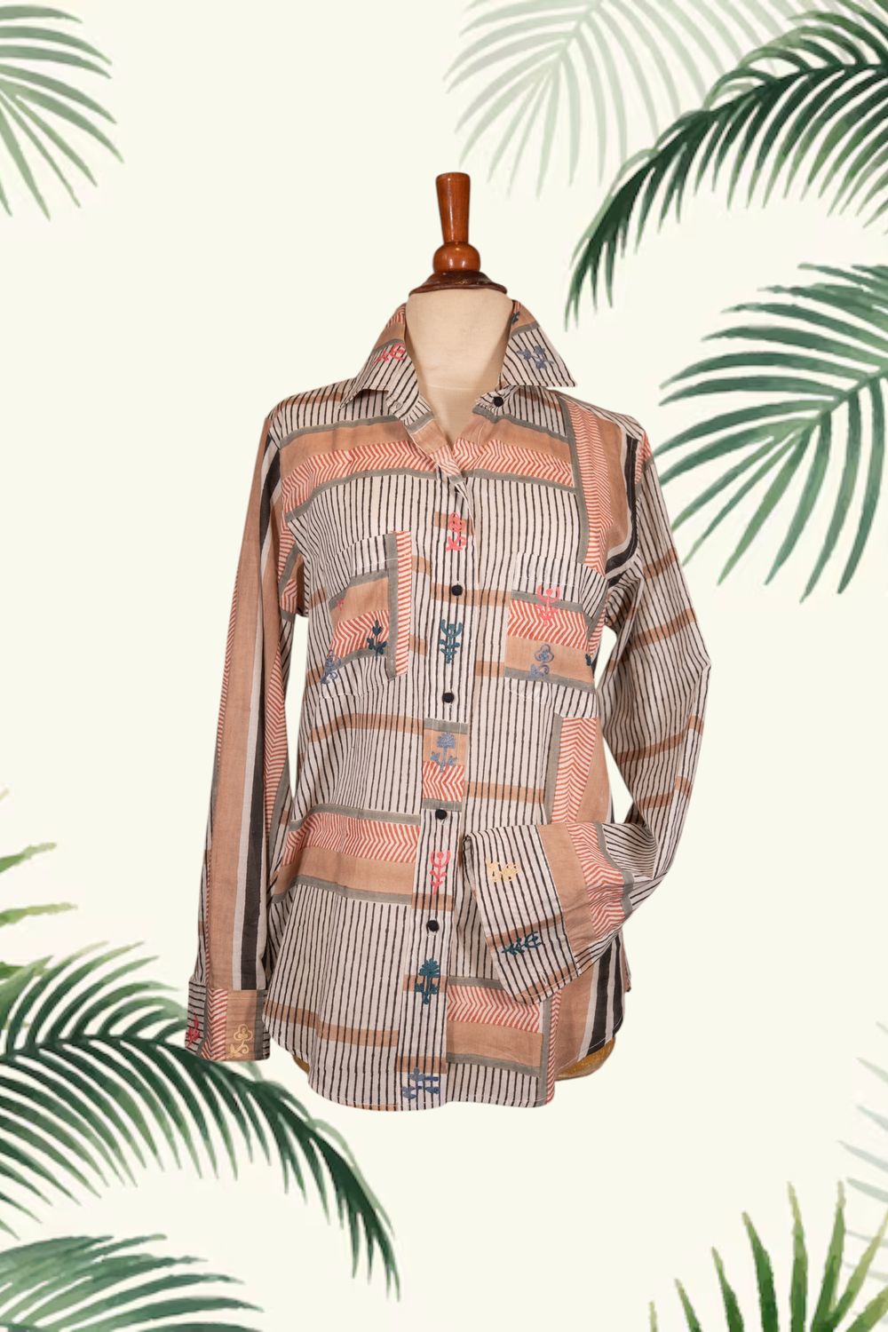 Camicia boyfriend con ricami ecrù Camicia boyfriend con ricami ecrù