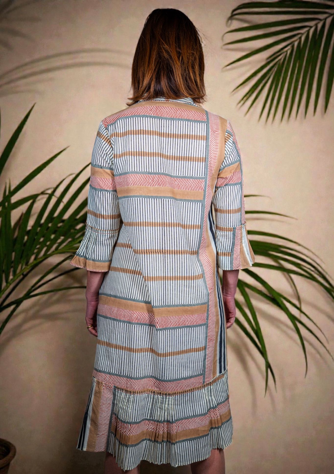 Vestito chemisier in cotone ecrù