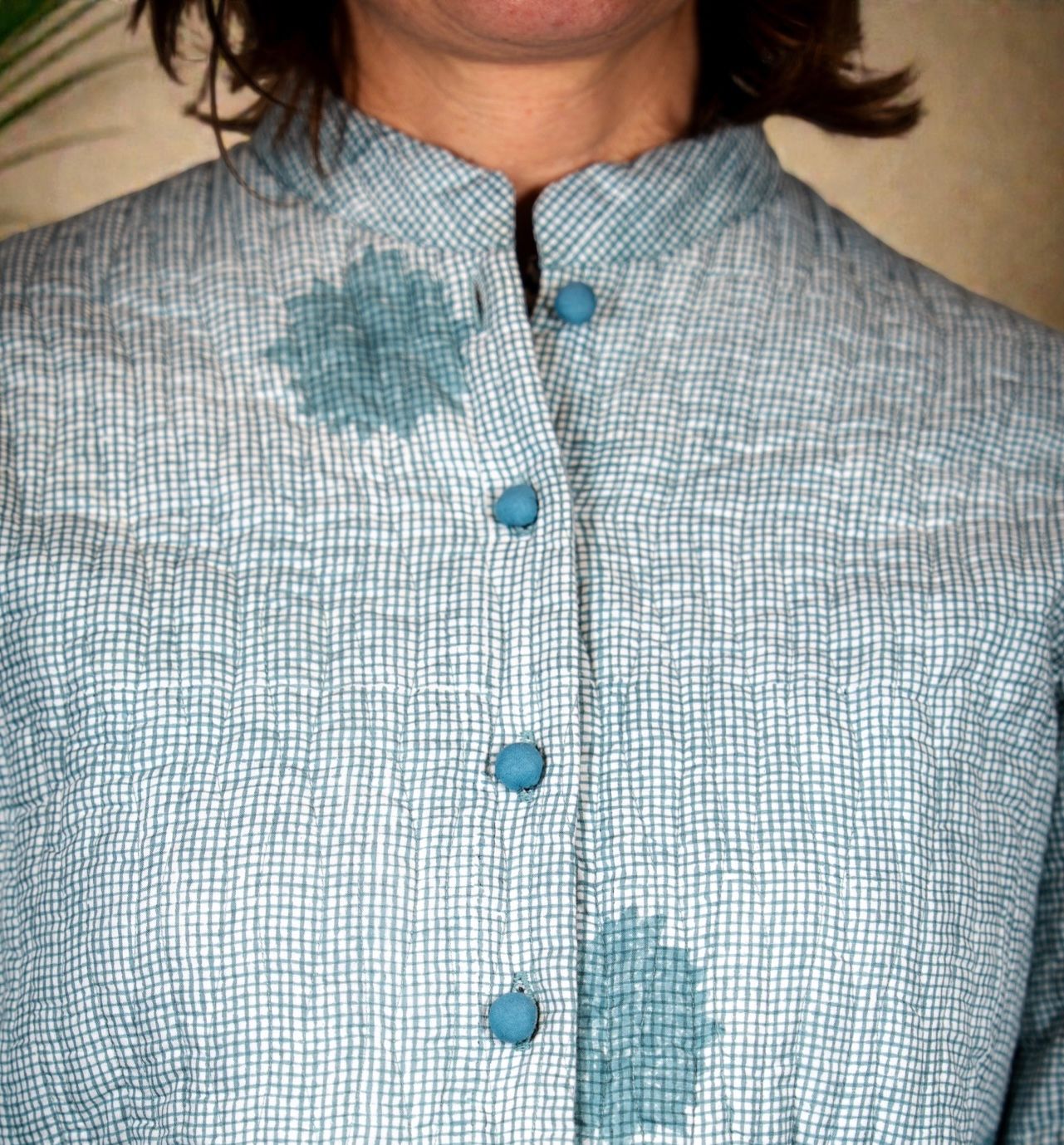 Giacca Guru in cotone bianco e nero/bianco e azzurro