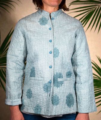 Giacca Guru in cotone bianco e nero/bianco e azzurro