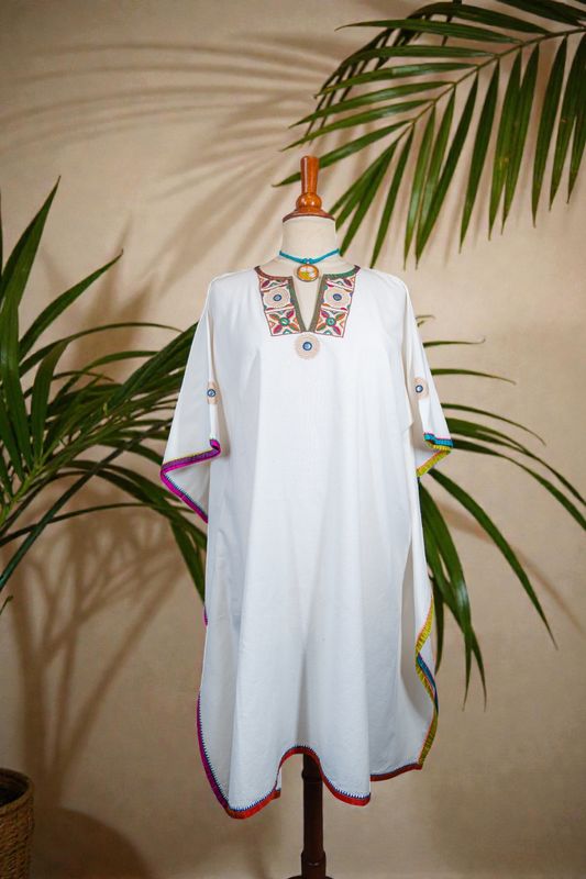 White Cotton Square Kaftan