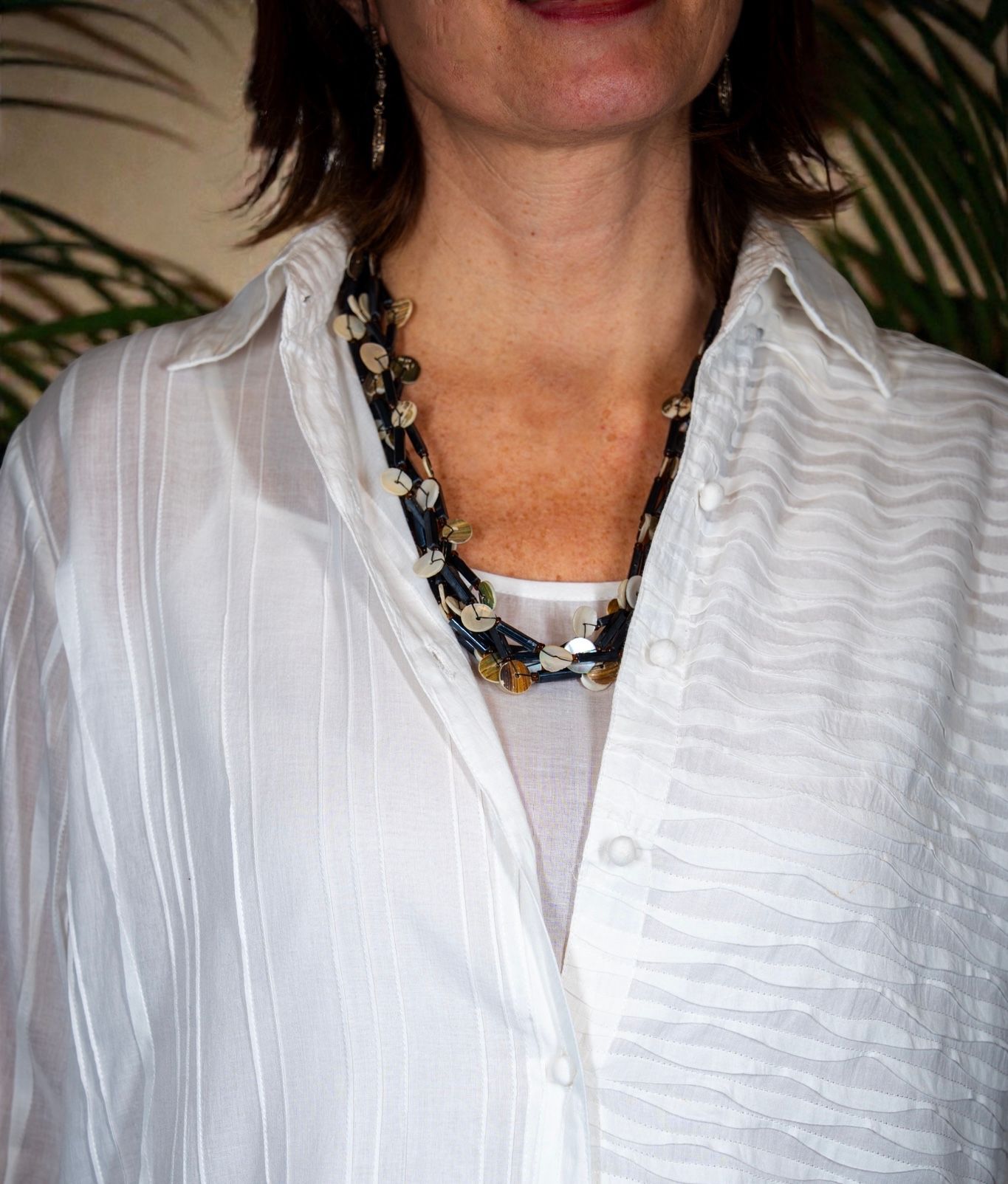 Tunica lunga bianca in mussola di cotone con sottoveste