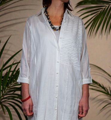 Long White Cotton Muslin Tunic with Slip Long White Cotton Muslin Tunic with Slip