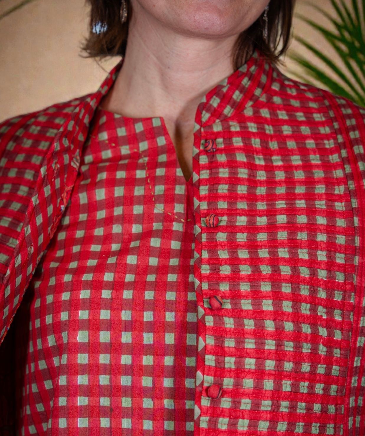 Giacca guru in comune trapuntato rossa e verde