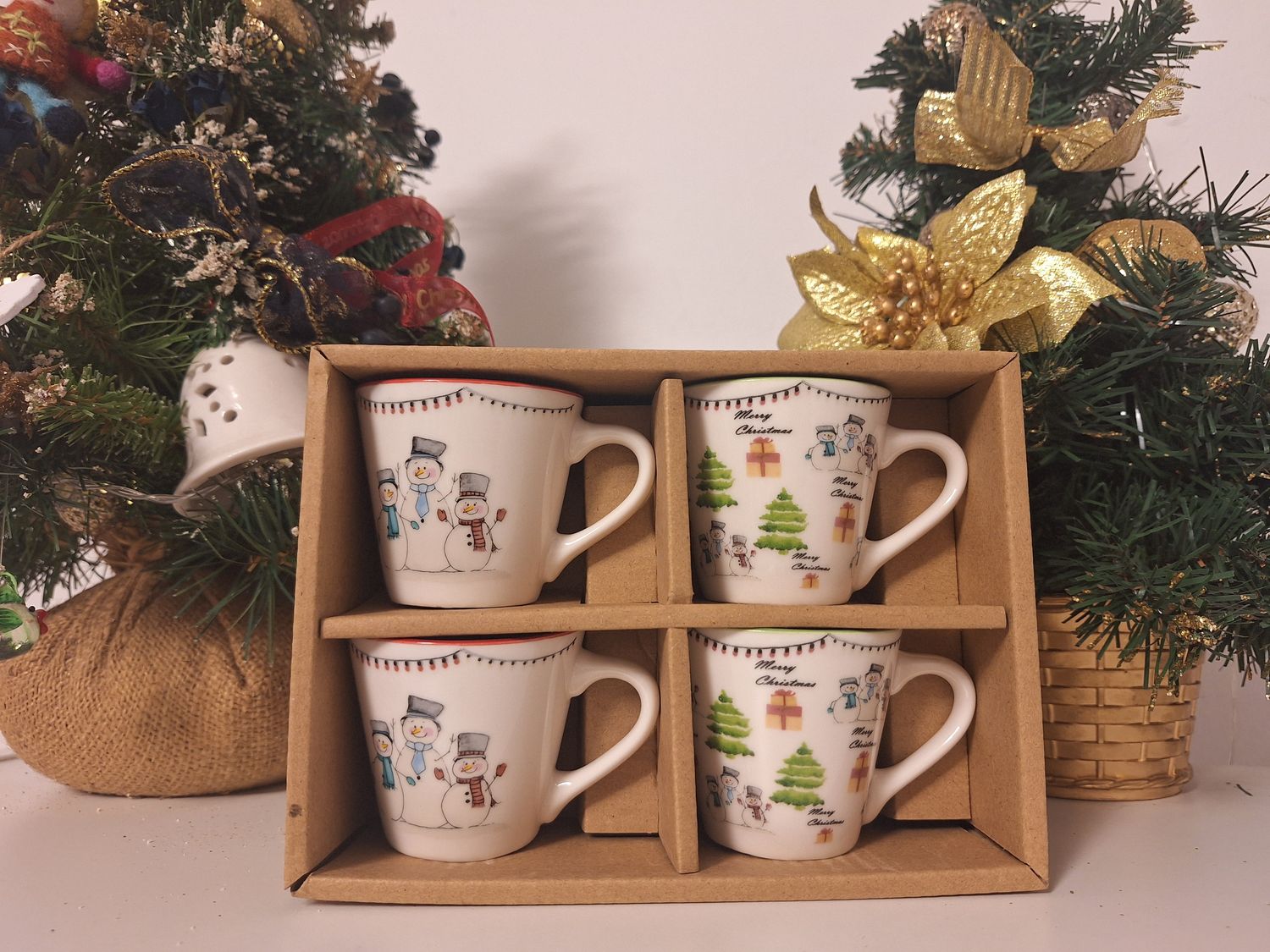 Set 4 tazzine da caffè natalizie