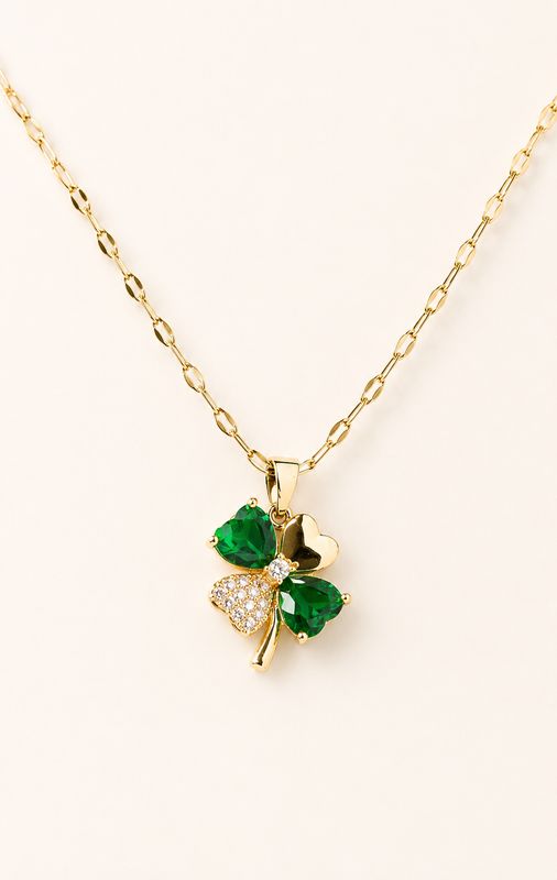 Collier Trèfle Émeraude Porte-Bonheur