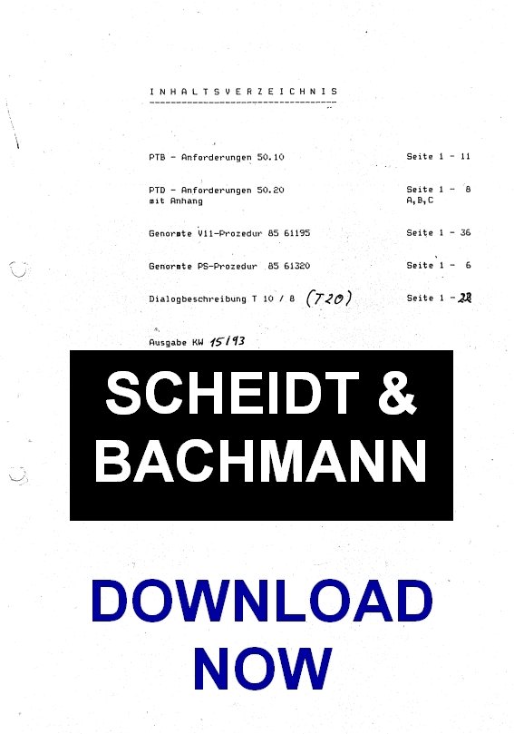 Scheidt &amp; Bachmann V11 T10, T20 communication protocol Download