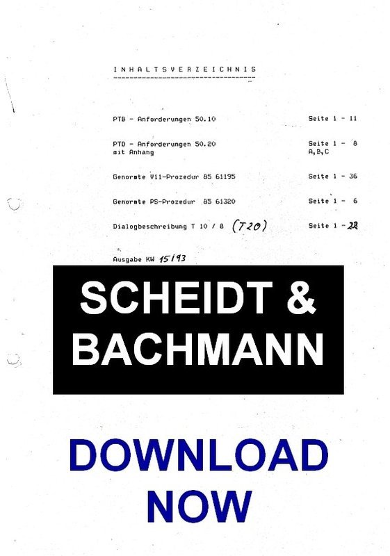 Scheidt &amp; Bachmann V11 T10, T20 communication protocol Download