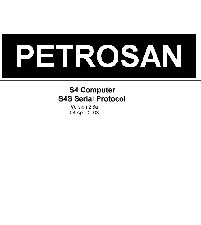 Petrosan S4 Communication Protocol DOWNLOAD