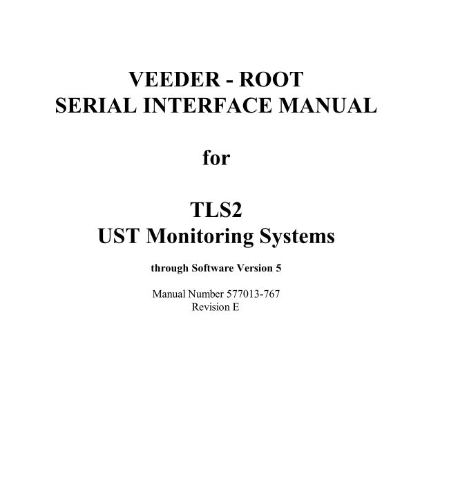 VEEDER - ROOT SERIAL INTERFACE MANUAL DOWNLOAD