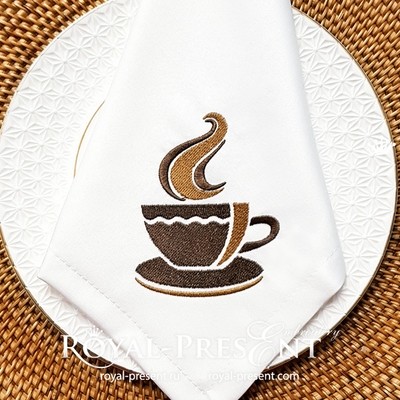 Stylized Coffee Cup Embroidery Design