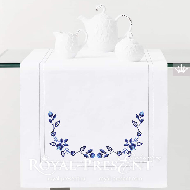 Polish Floral Corner Embroidery Design - 2 sizes