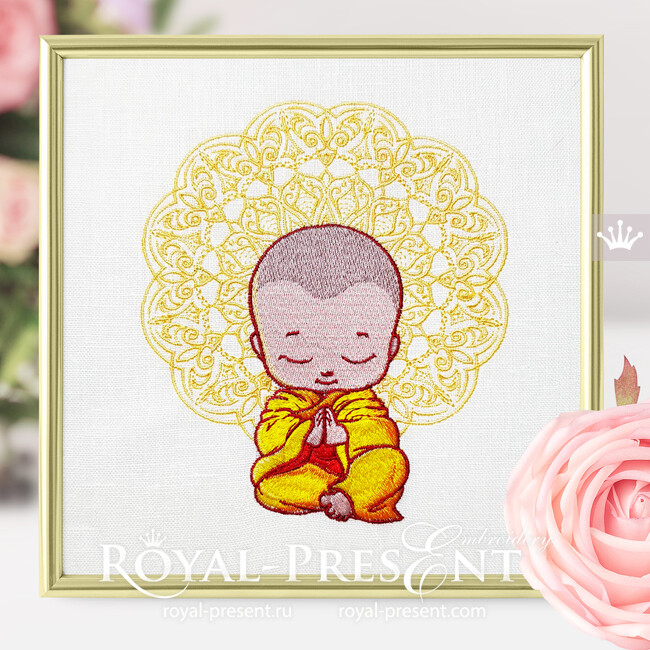 Cute meditating Buddha Machine Embroidery Design - 2 sizes