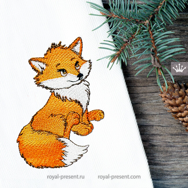 Cute Fox Machine Embroidery Design 2 Sizes Royal Present Embroidery Machine Embroidery Designs Online