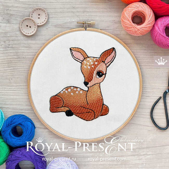 White-Tailed Fawn Embroidery Design - 2 sizes