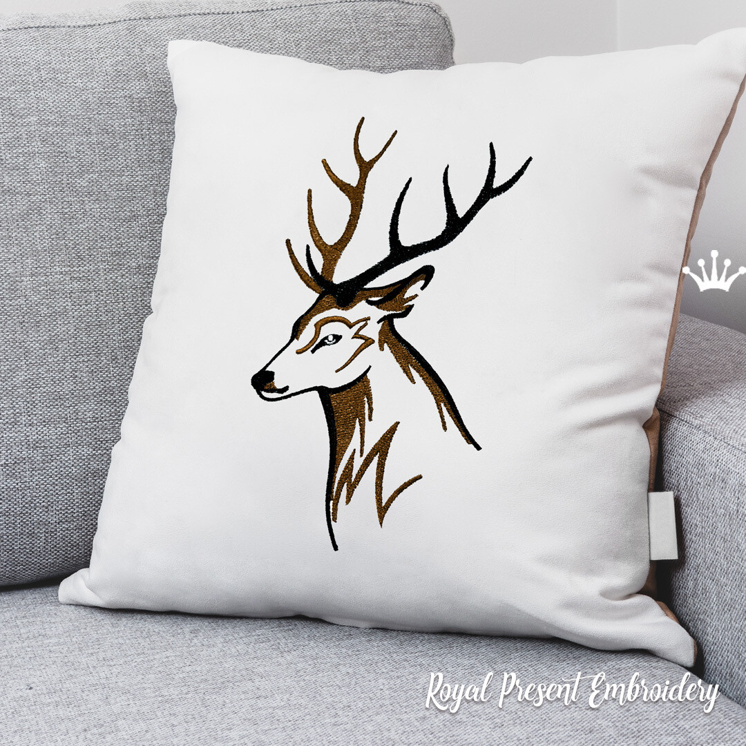 Forest Deer Head Machine Embroidery Design - 7 sizes Forest Deer Head Machine Embroidery Design - 7 sizes