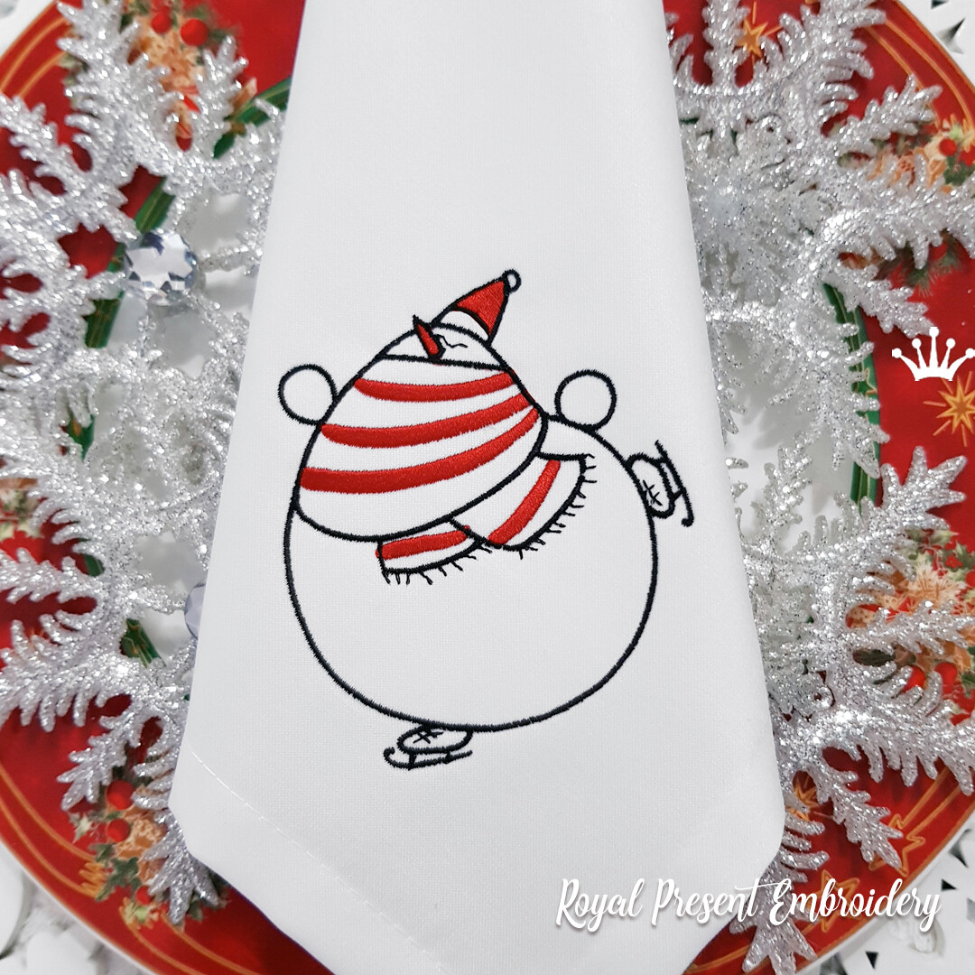 Ice Skating Snowman Machine Embroidery Design - 6 sizes Ice Skating Snowman Machine Embroidery Design - 6 sizes