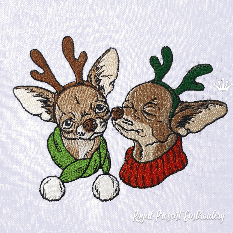 Christmas Chihuahua Machine Embroidery Designs - 3 sizes