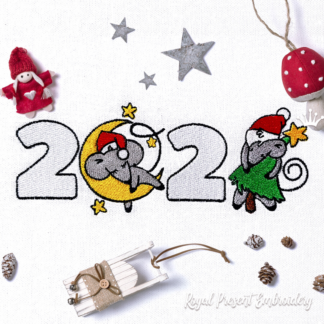 Year of the Rat 2020 Machine Embroidery Design - 2 sizes