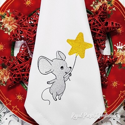 Mouse with Star Machine Embroidery Design