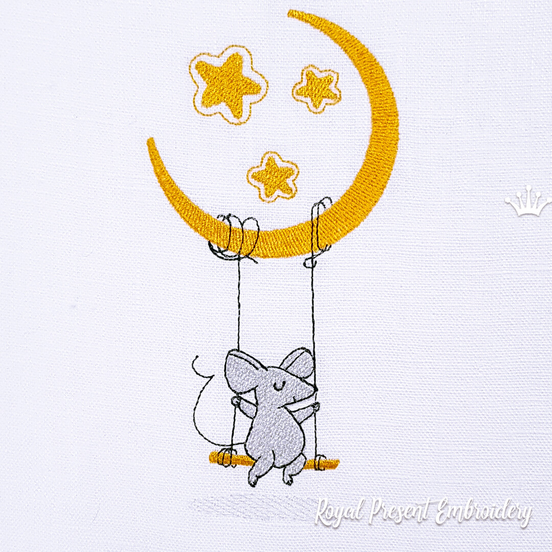 Tiny Mice on swing Machine Embroidery Design