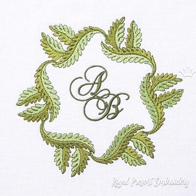 Lettering or Monogram frame Leaves Machine embroidery design - 3 sizes