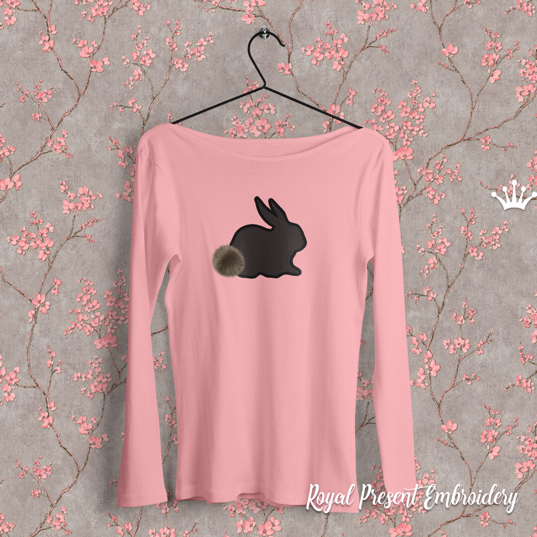 Rabbit Applique Digital Embroidery Design - 4 sizes