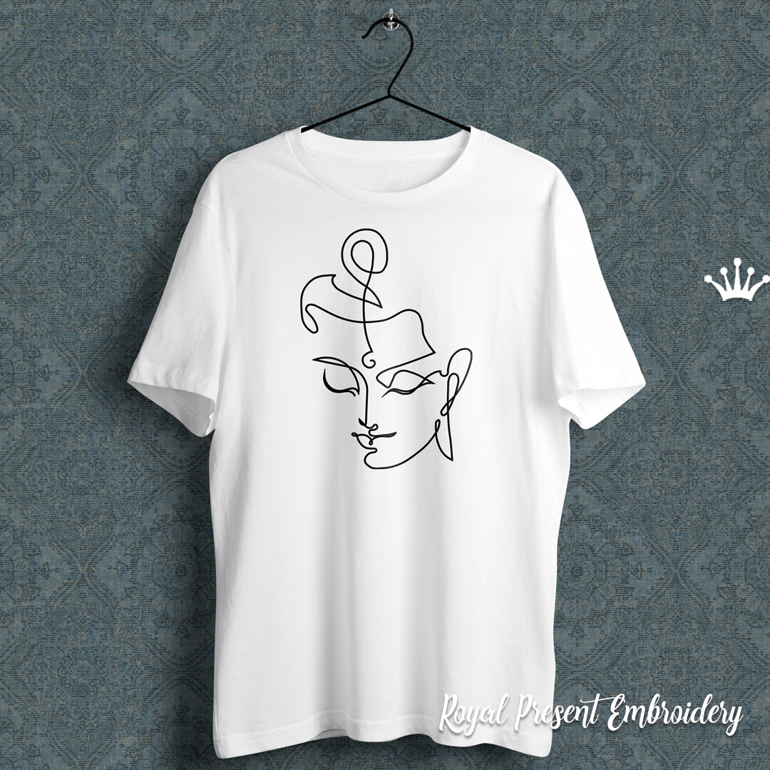 Buddha contour head Machine Embroidery Design - 5 sizes