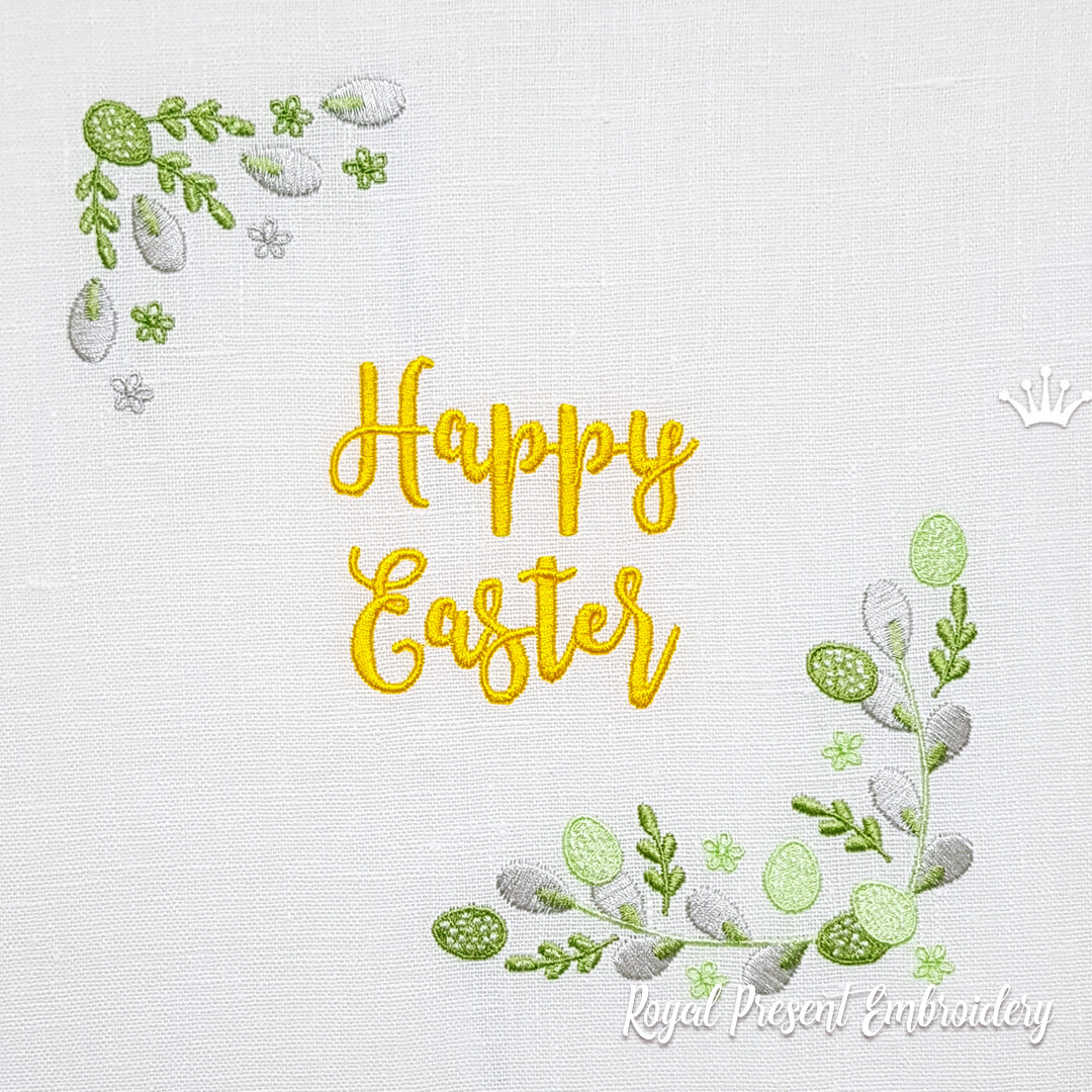 Easter Willow Corners Machine Embroidery Designs - 2 sizes