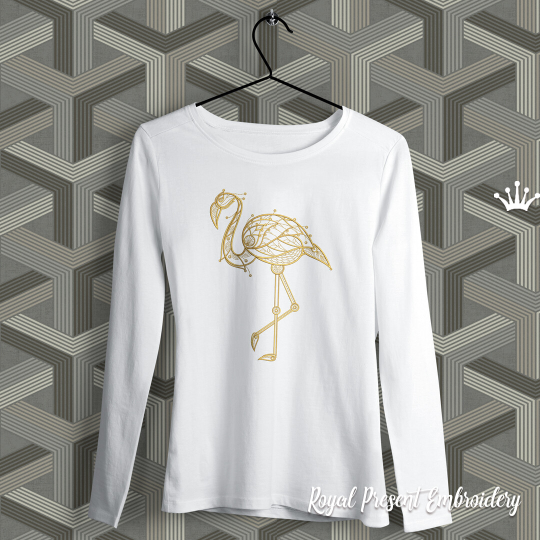 Graphic Flamingo Machine Embroidery Design - 5 sizes