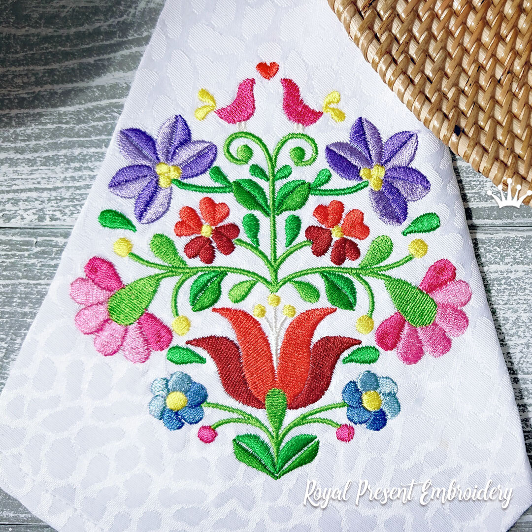 Hungarian Kalocha floral Machine embroidery design - 2 sizes