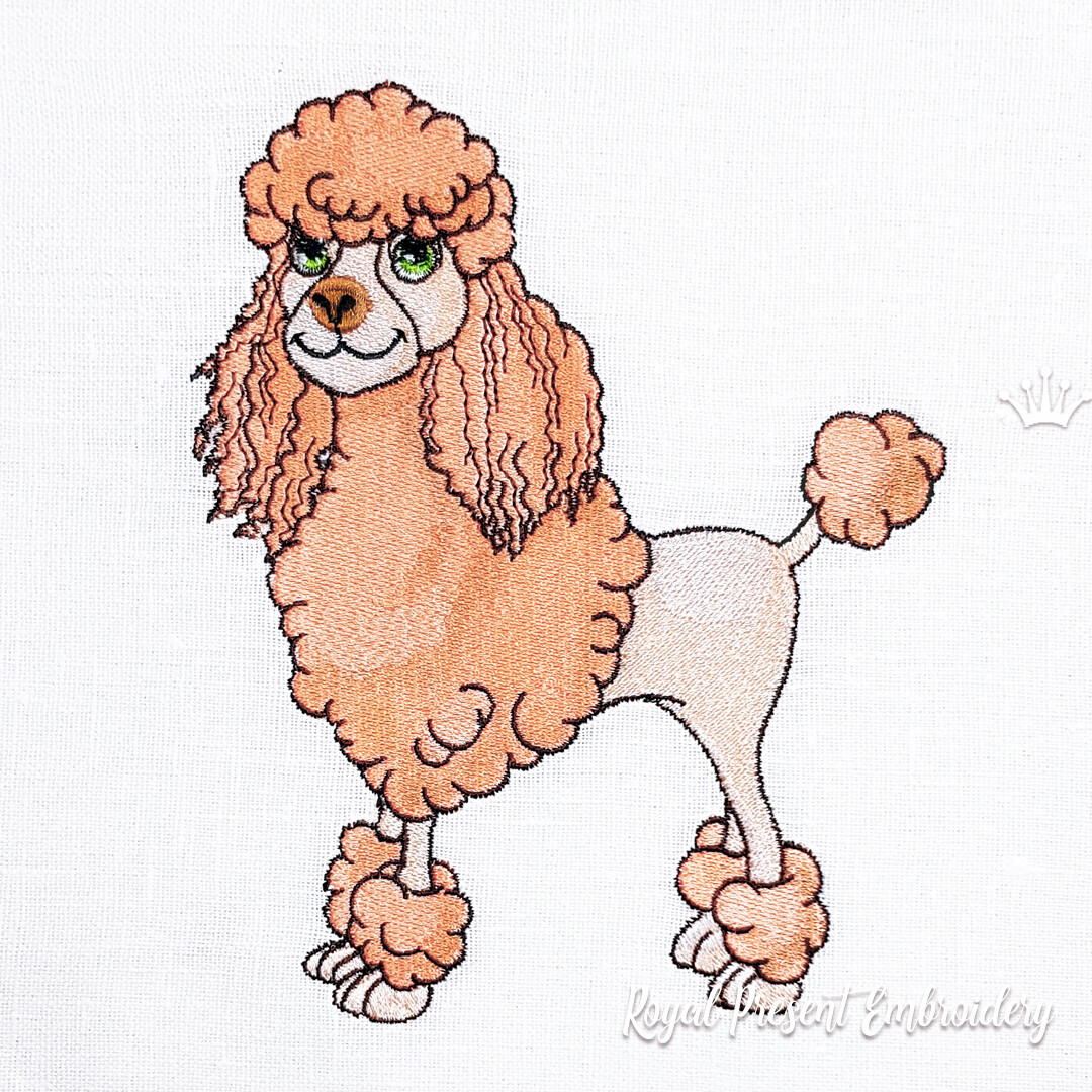 Apricot Poodle Machine Embroidery Design - 5 sizes