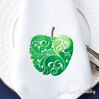 Ornate Apple machine embroidery design - 2 sizes