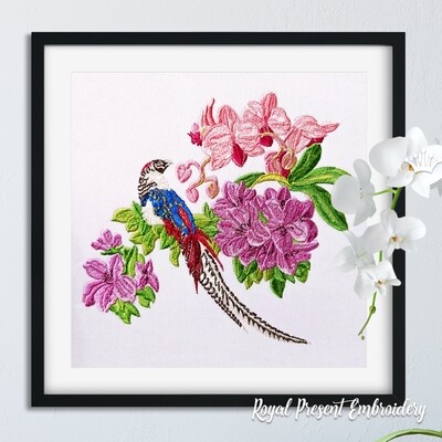 Tropical bird Machine Embroidery Design - 2 sizes