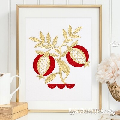 Pomegranate tree Machine Embroidery Design - 6 sizes