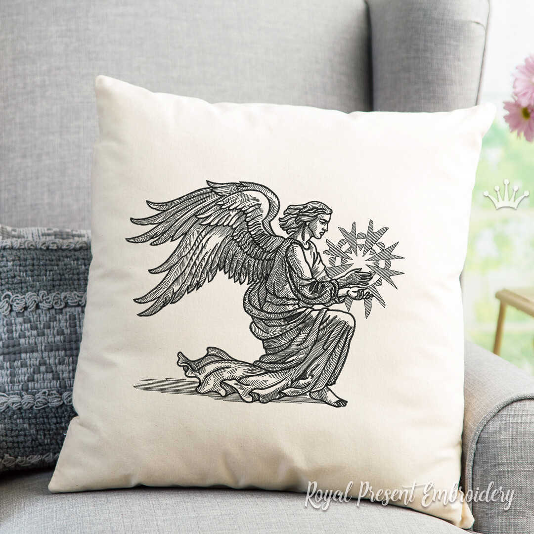 Christmas Winged Angel Machine Embroidery Design - 2 sizes