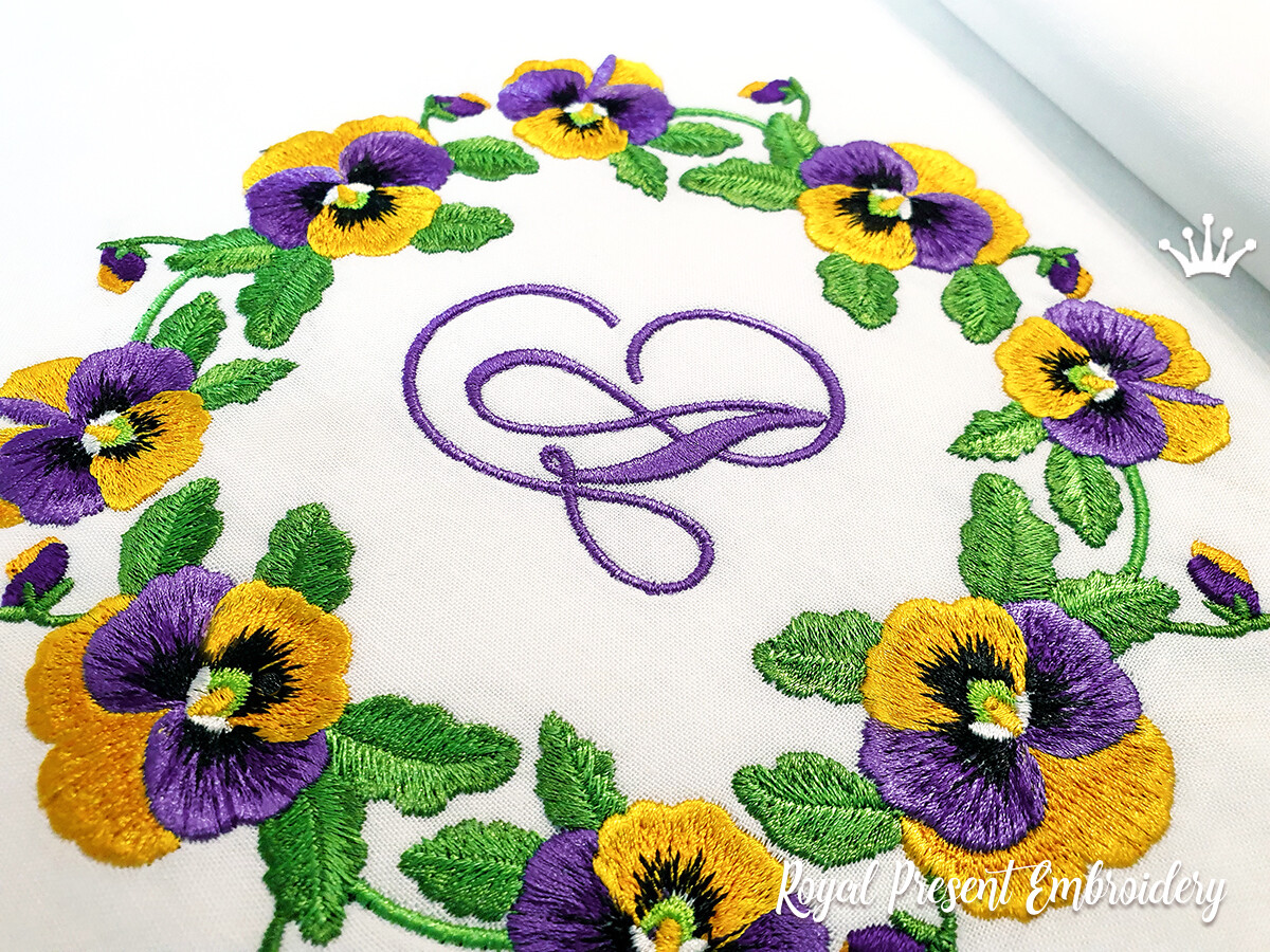 Flower violet digital embroidery pattern Viola tricolor Garden pansy design Pansy machine embroidery design