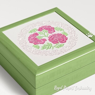 Chinese Peonies Machine embroidery design - 2 sizes