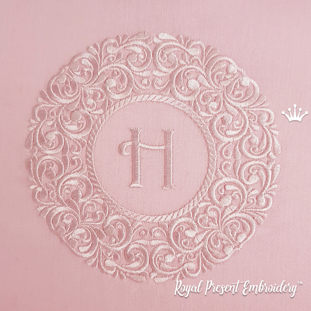 Machine embroidery design round floral frame  royal present embroidery Machine embroidery design round floral frame  royal present embroidery