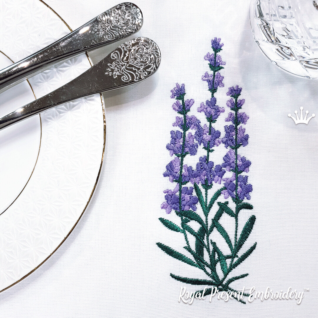Sprig of lavender machine embroidery design  3 sizes  royal present Sprig of lavender machine embroidery design  3 sizes  royal present