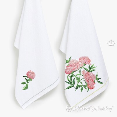 Two Pink Peonies Machine Embroidery Designs