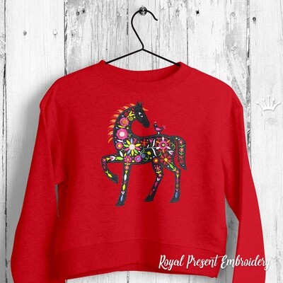 Slovak folk Horse Appliqué Embroidery Design - 3 sizes