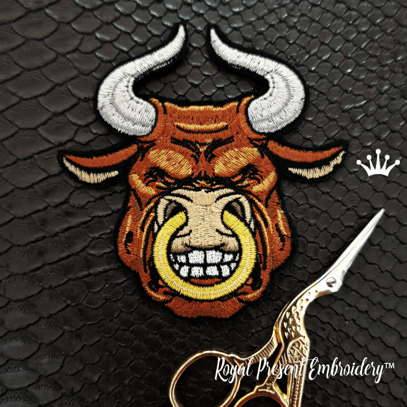Bull head machine embroidery design  royal present embroidery Bull head machine embroidery design  royal present embroidery