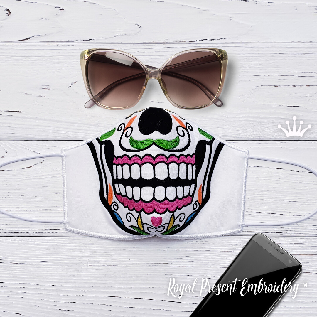 ITH Sugar Skull Face Mask Free Machine Embroidery design