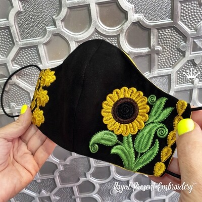 Sunflower Protective Face Mask Free Machine Embroidery Design