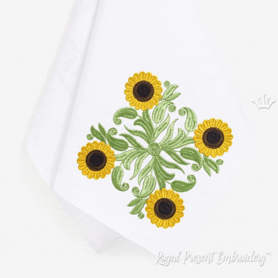 Sunflower Ornament Machine Embroidery Design