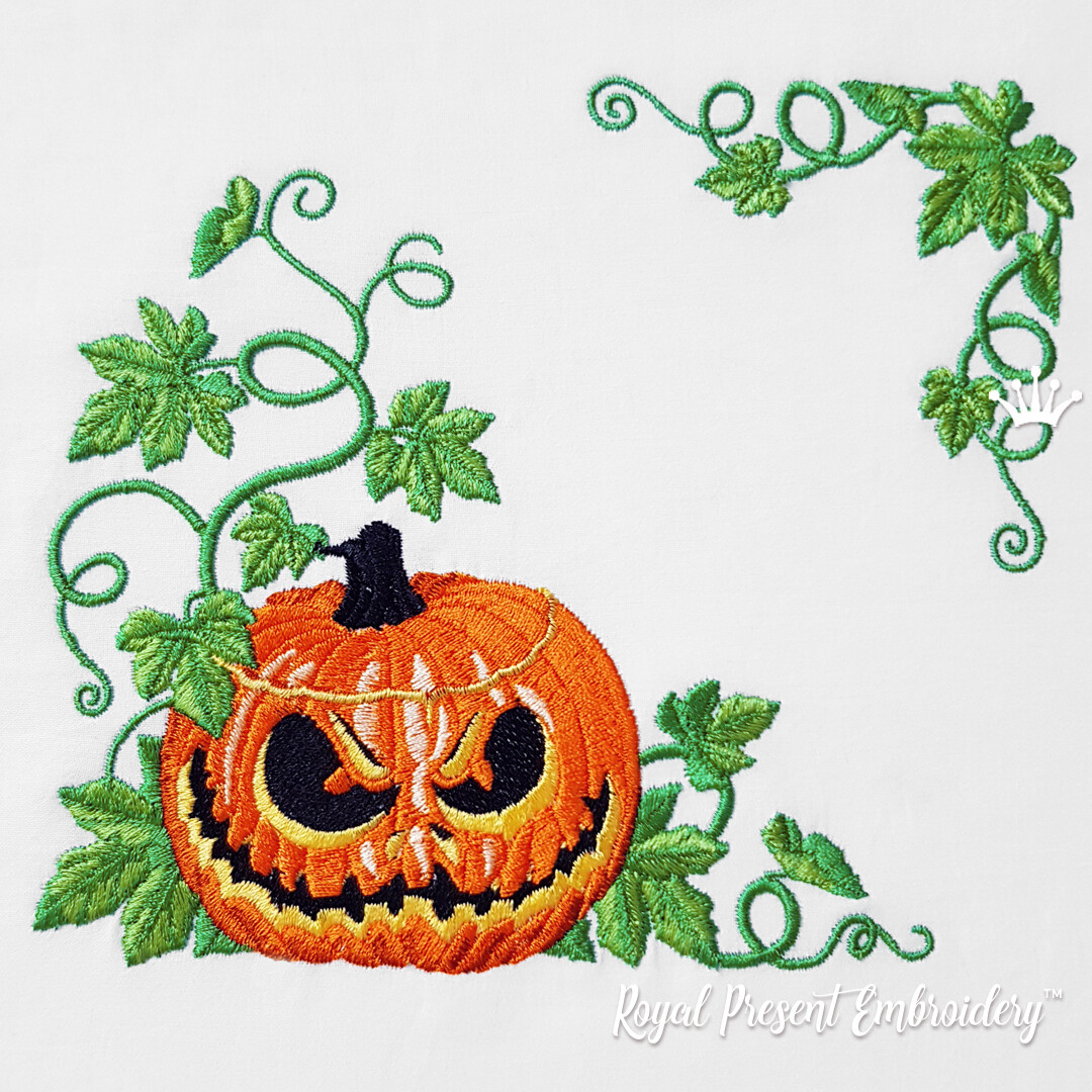 Pumpkin Jack Corner Machine Embroidery Designs Set