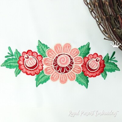 Russian Folk Flowers Machine Embroidery Design - 2 sizes