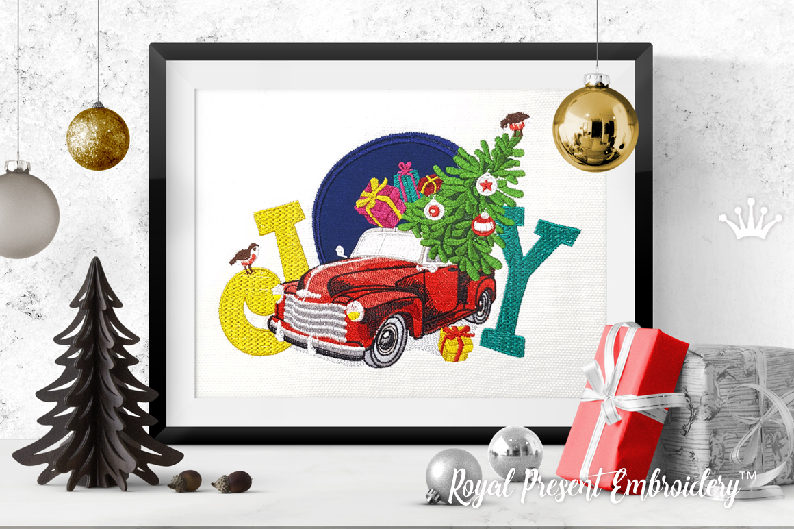 Red Christmas Truck Machine Embroidery Design Royal Present Embroidery Machine Embroidery Designs Online